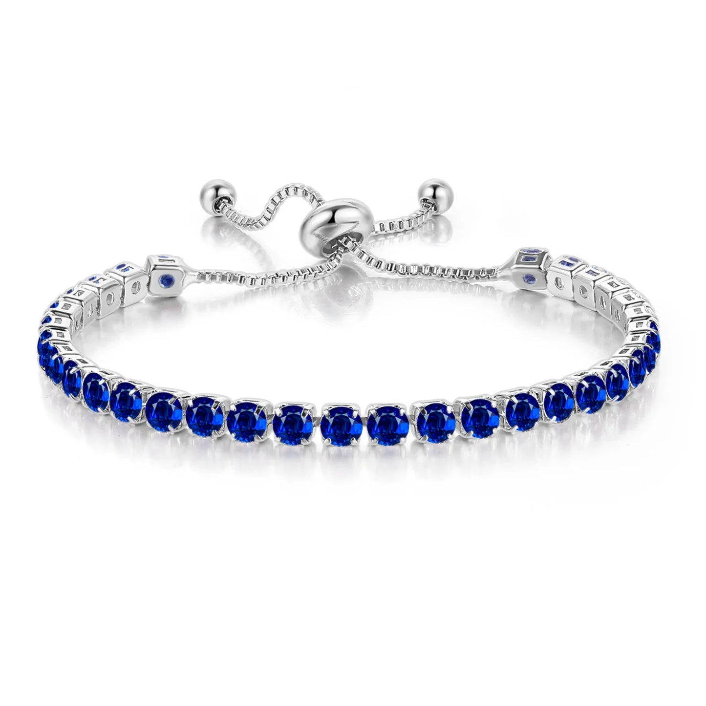 Adjustable Colorful Birthstone Tennis Bracelets for Women 4MM Crystal Bangle Girls Hand Chain Trend Jewelry Accessories H133