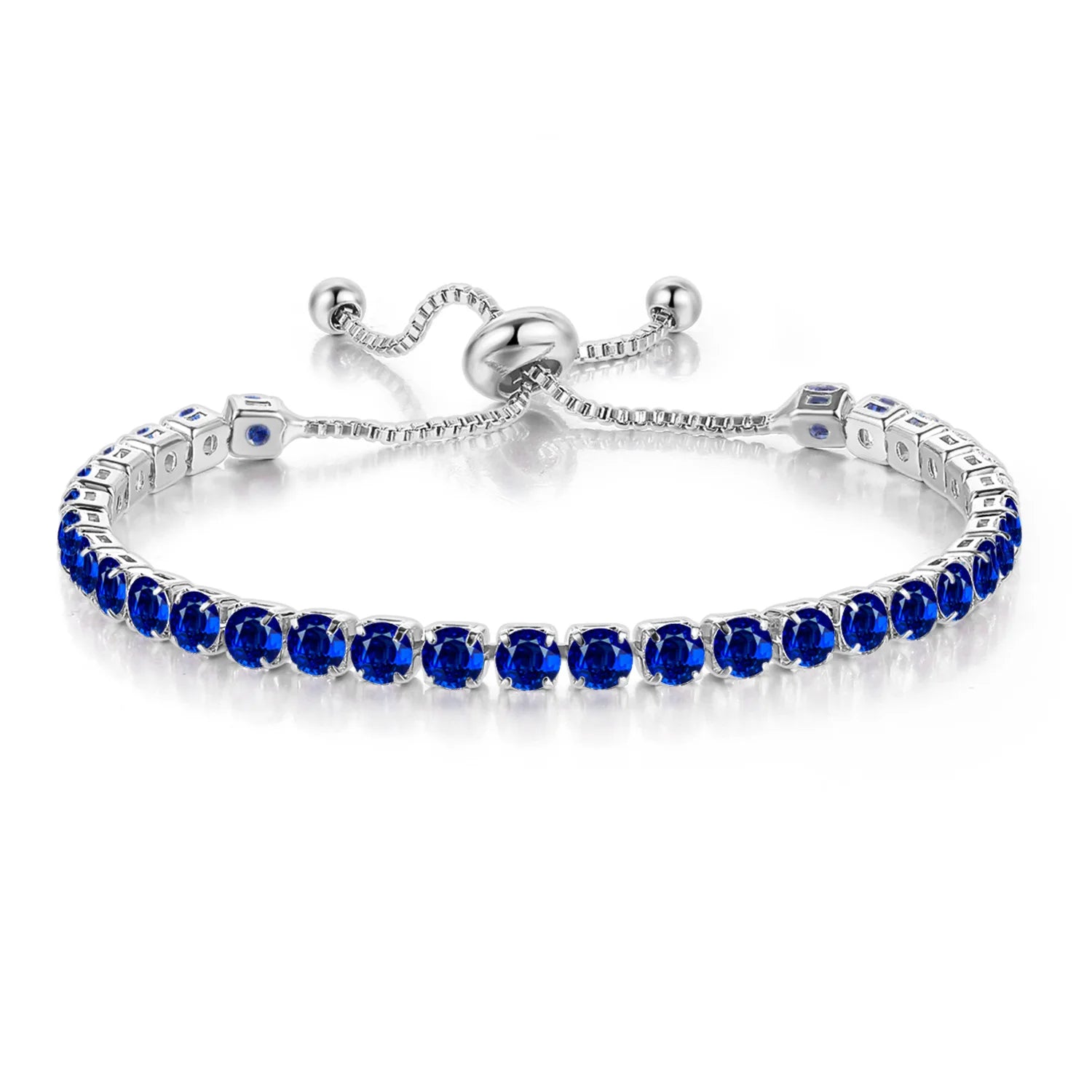 Adjustable Colorful Birthstone Tennis Bracelets for Women 4MM Crystal Bangle Girls Hand Chain Trend Jewelry Accessories H133