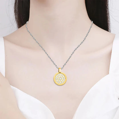 Fashion Necklace Natural Stone Pendants Stainless Steel Abalone Zircon Healing Balance Jewelry with Box Women Gift