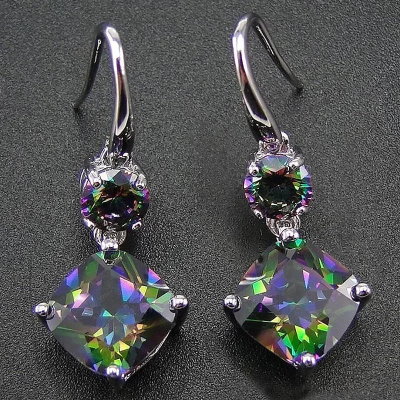 2025 New Colorful Crystal Zircon Bridal Earrings, European and American Personalized Fashion Trend, High End Jewelry