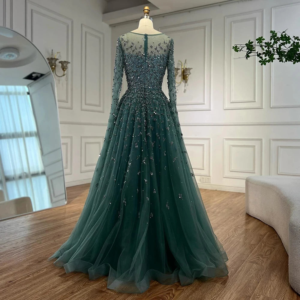Luxury Elegant Turquoise Evening Dress Gown with Cape  for Formal Occasion 2025 LA72965 Serene Hill Customized