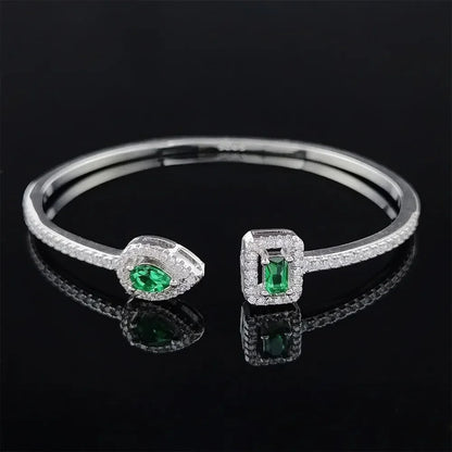 2025 Trendy Snake Punk Pear Shape Silver Color on Hand Adjustable Open Bangle for Women Anniversary Gift Jewelry Wholesale S5214
