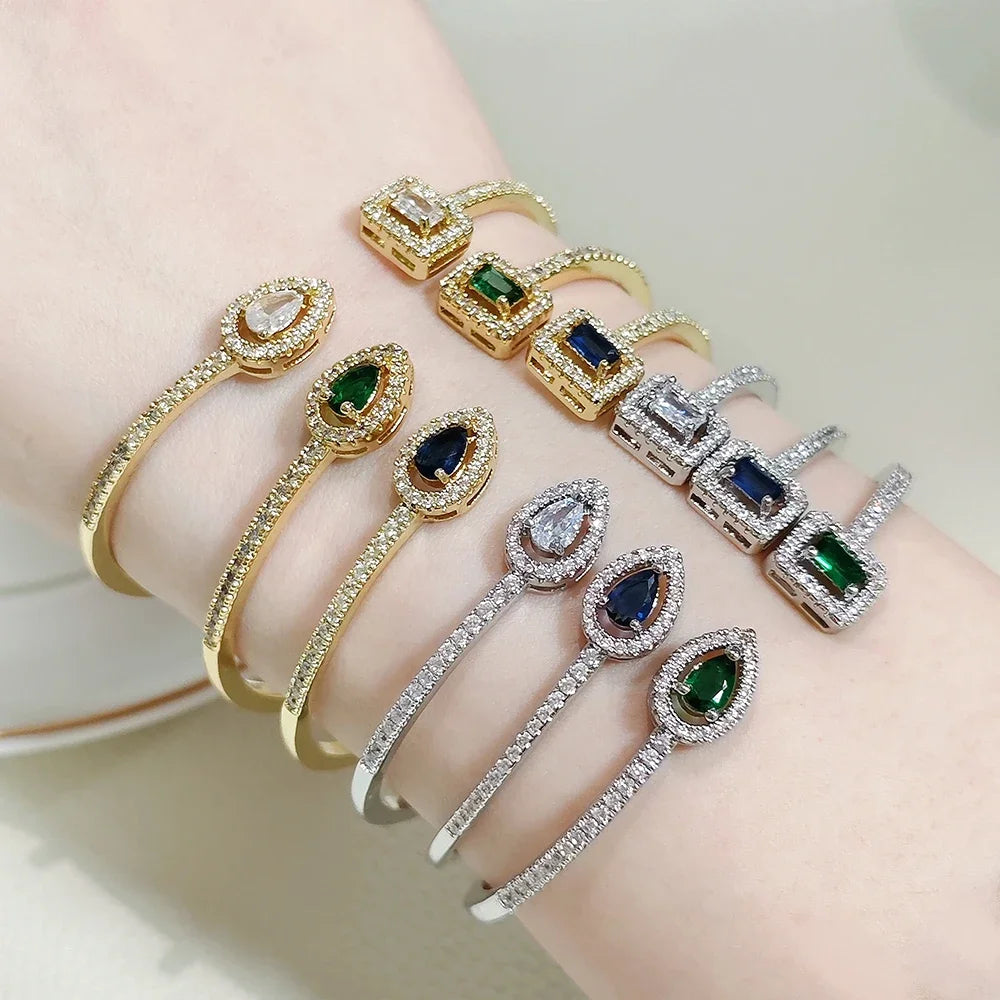 2025 Trendy Snake Punk Pear Shape Silver Color on Hand Adjustable Open Bangle for Women Anniversary Gift Jewelry Wholesale S5214