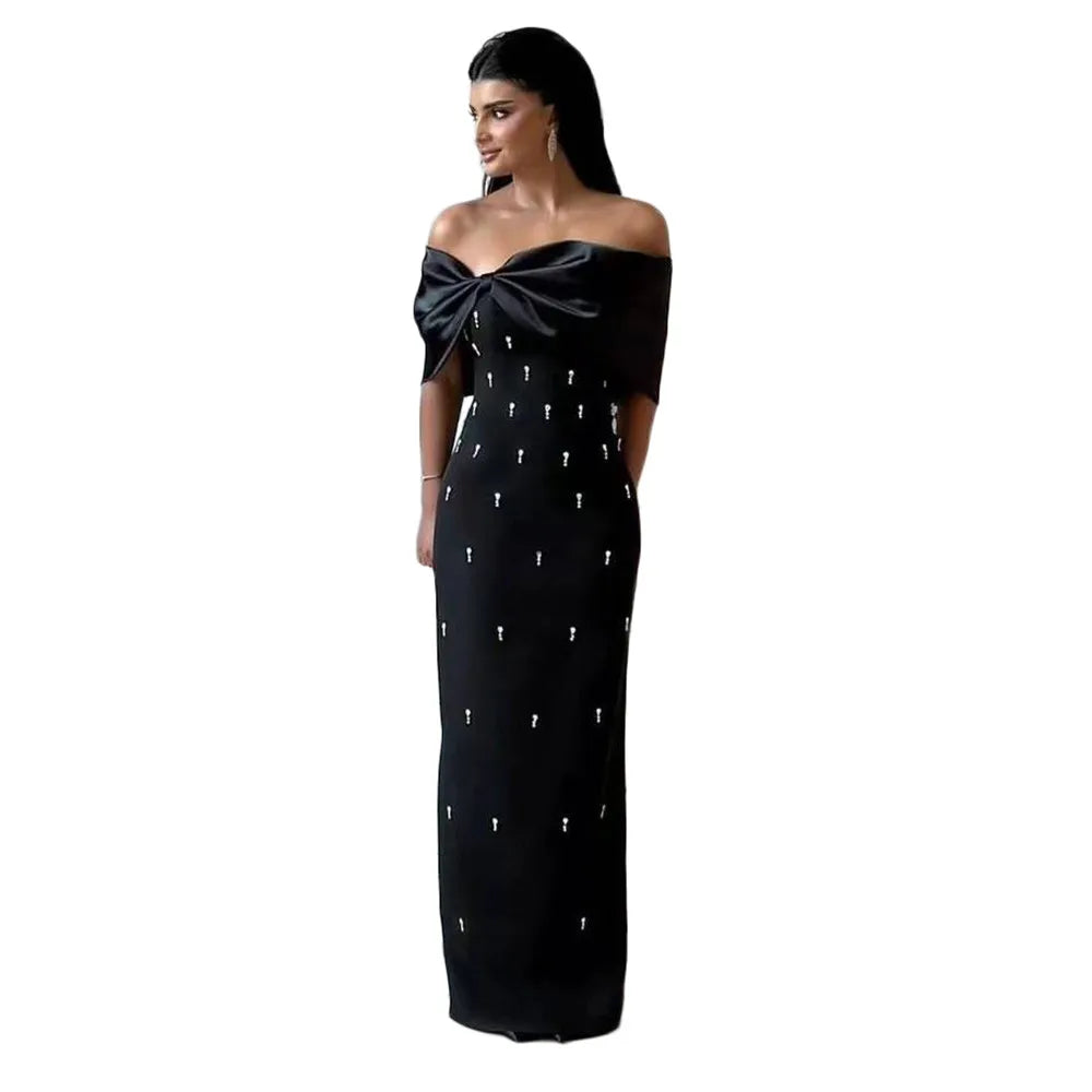 Women Sexy Beading Bandage Dress Off The Shoulder Patchwork Bodycon Clothes Club Party Elegant Dresses