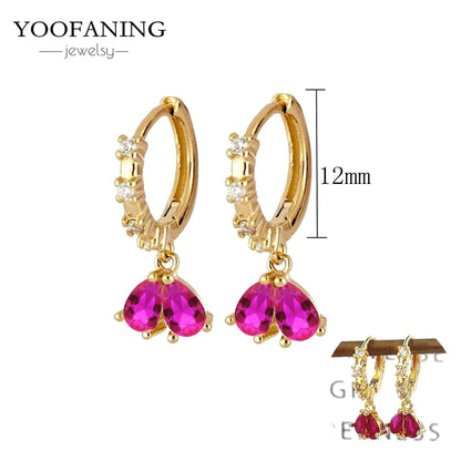 925 Sterling Silver Ear Needle Fashion Exquisite Hoop Earrings  Classic Rose Red Series Earrings for Women Patty Jewelry Gift