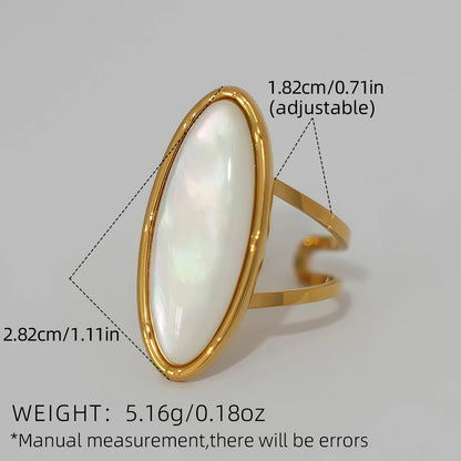 Fashion Shell Stainless Steel 18K Gold Plated Adjustable Opening Rings  for Women Engagement Party Gift Temperament Jewelry 2025