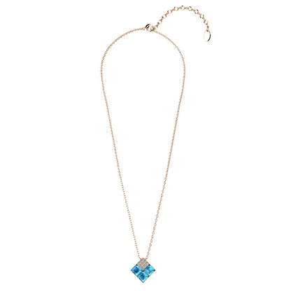 Daisini 925 Sterling Silver Minimalist Rhombus Pendant Clavicle Chain Necklace for Women with Swarovski Crystals Jewelry Gift
