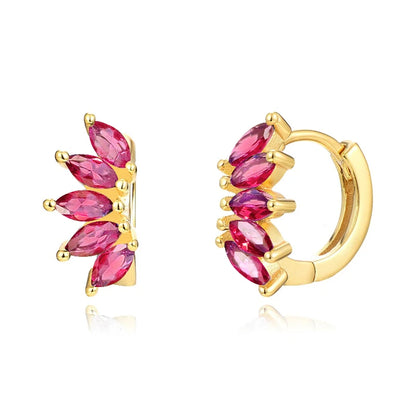 925 Sterling Silver Ear Needle Fashion Exquisite Hoop Earrings  Classic Rose Red Series Earrings for Women Patty Jewelry Gift