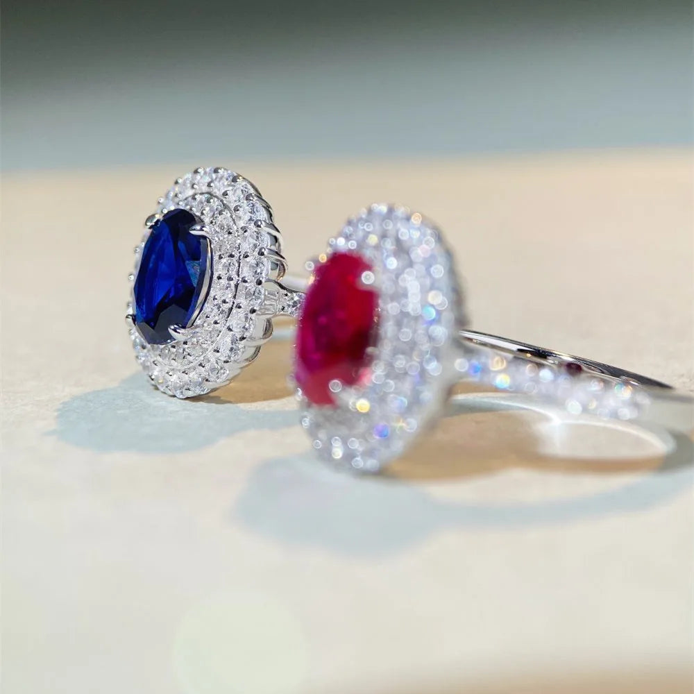 Luxury white gold solid platinum PT950 Women's moissanite ring pigeon egg ring