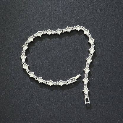 Round Stone Star Cubic Zirconia Bracelet Hip-Hop Jewelry For Men Shiny Elegant Fashion Accessory Classic  Gift For Birthday