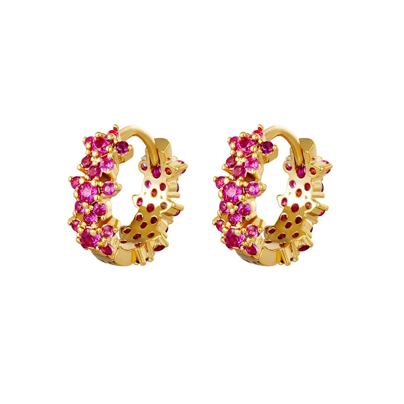 925 Sterling Silver Ear Needle Fashion Exquisite Hoop Earrings  Classic Rose Red Series Earrings for Women Patty Jewelry Gift