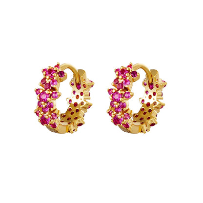 925 Sterling Silver Ear Needle Fashion Exquisite Hoop Earrings  Classic Rose Red Series Earrings for Women Patty Jewelry Gift