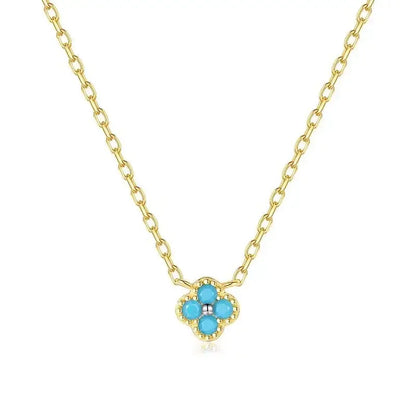 French Style Retro Dopamine Clover Design Necklaces   Colorful Zircon Earrings Clavicle Chain Bracelets Jewelry Sets For Women