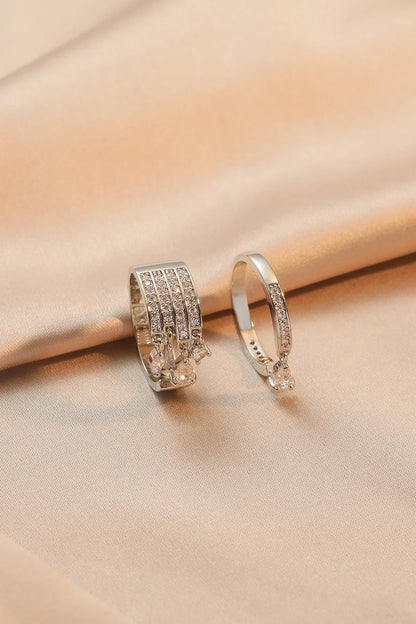 ZAKOL Brand Korea Multilayer Zircon Engagement Open Rings for Women Fashion Water Drop Party Jewelry