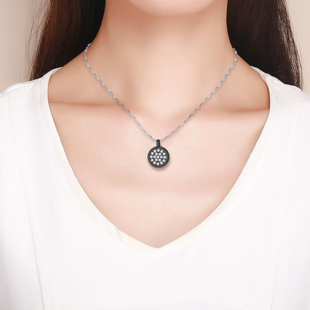 Fashion Necklace Natural Stone Pendants Stainless Steel Abalone Zircon Healing Balance Jewelry with Box Women Gift