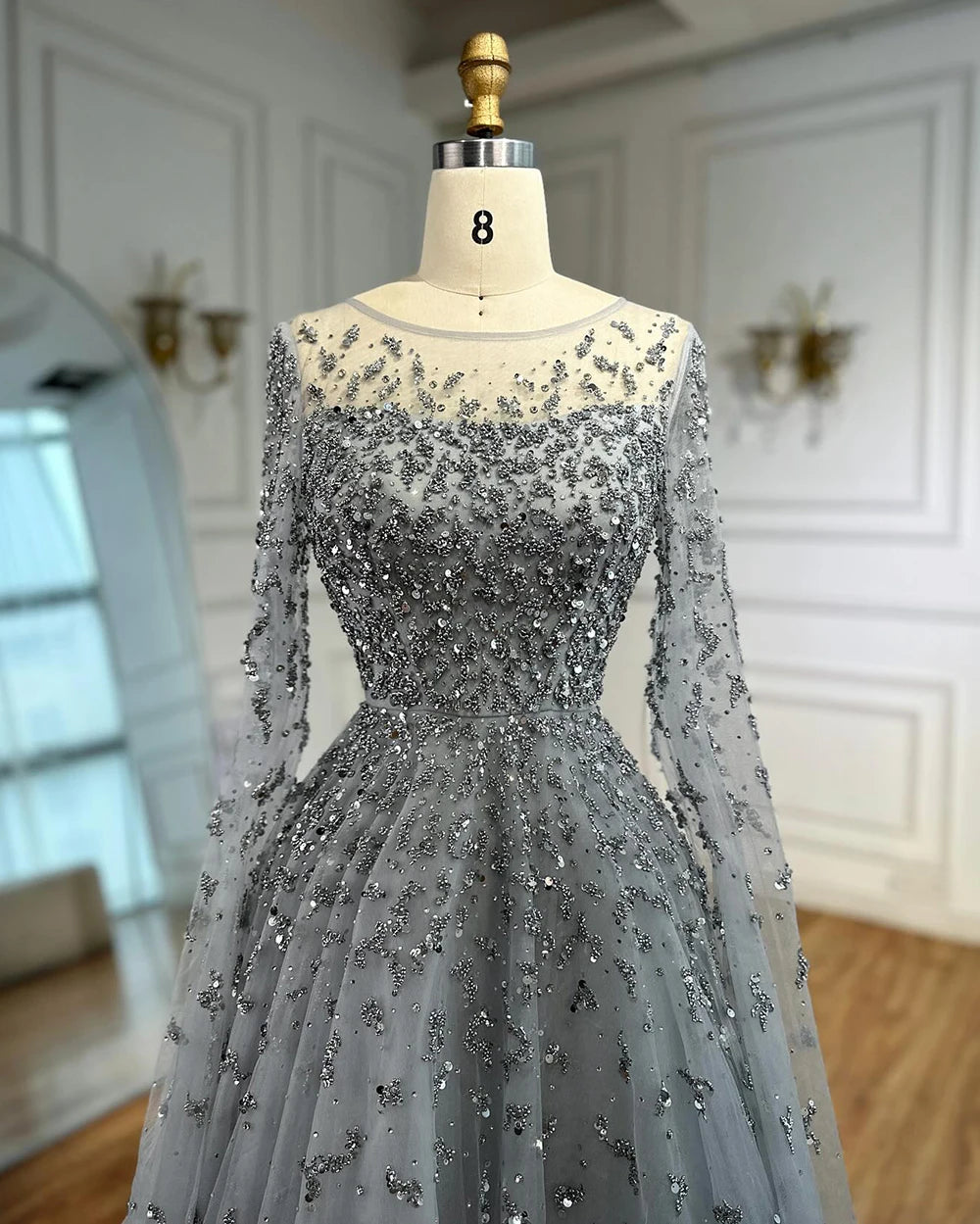 Luxury Elegant Turquoise Evening Dress Gown with Cape  for Formal Occasion 2025 LA72965 Serene Hill Customized