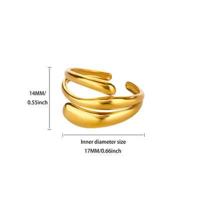 Stainless Steel Irregular Wave Rings For Women Creative Gold Color Adjustable Open Ring Female Jewelry Punk Rapper Anillos Gifts