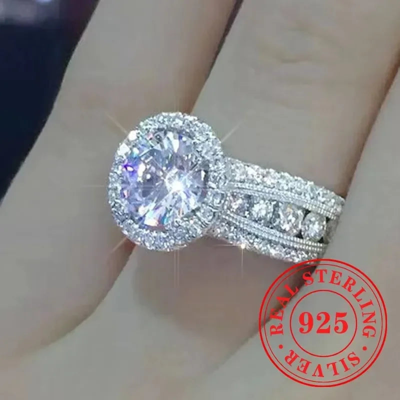 CAOSHI Sparkling Fully Inlaid Zirconia 2Pc/Set Rings 925 Sterling Silver Absolutely Stunning  Jewelry Engagement Women Jewelry