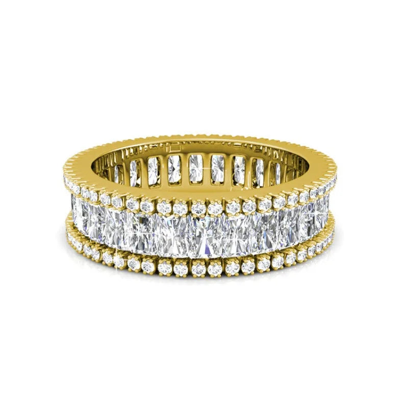 Daisini Band Ring Embellished with Premium Swarovski Crystals for Women Quality Brass with 18K White Gold Plated Fashion Jewelry