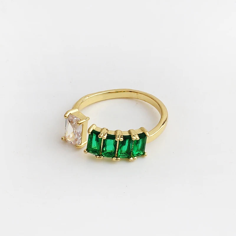 Fashion Green Cubic Zirconia 18K Gold Plated Emerald Crystal For Women Charm Bling Luxury CZ Zircon Jewelry New