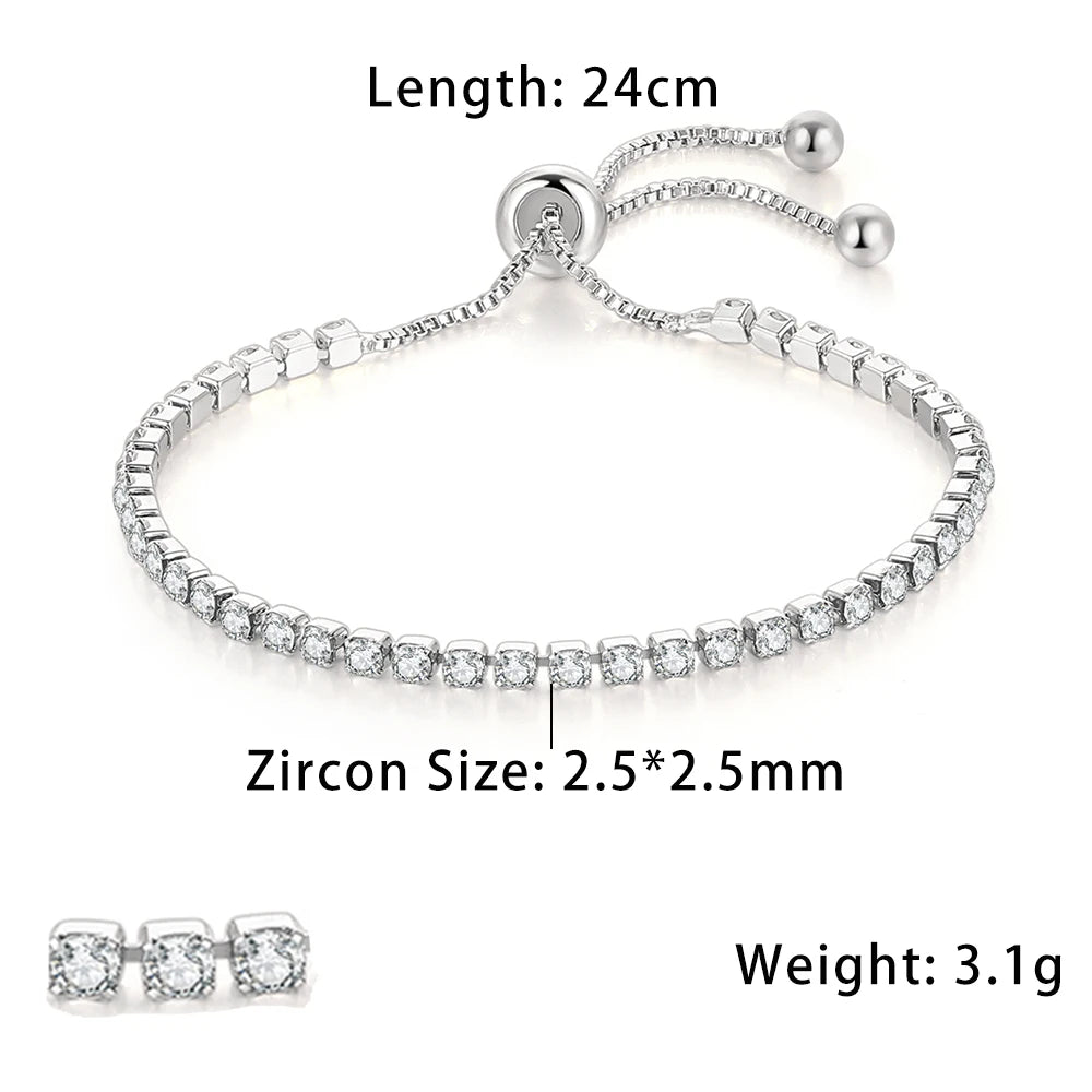 Fashionable Zircon Tennis Bracelets for Women Dazzling Various Shape Crystal Chain on Hand Trend Sexy Party Accessories Jewelry