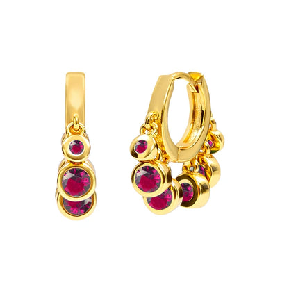 925 Sterling Silver Ear Needle Fashion Exquisite Hoop Earrings  Classic Rose Red Series Earrings for Women Patty Jewelry Gift