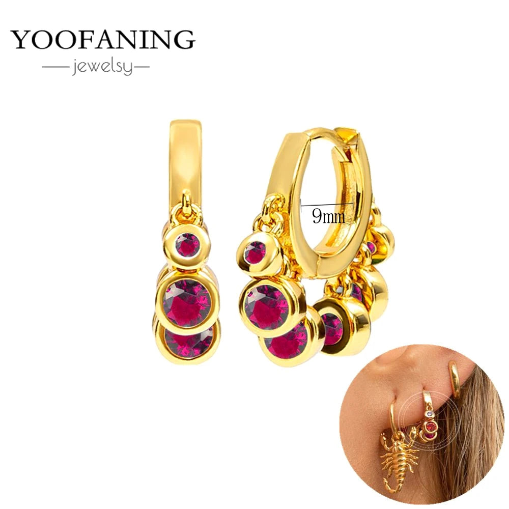 925 Sterling Silver Ear Needle Fashion Exquisite Hoop Earrings  Classic Rose Red Series Earrings for Women Patty Jewelry Gift