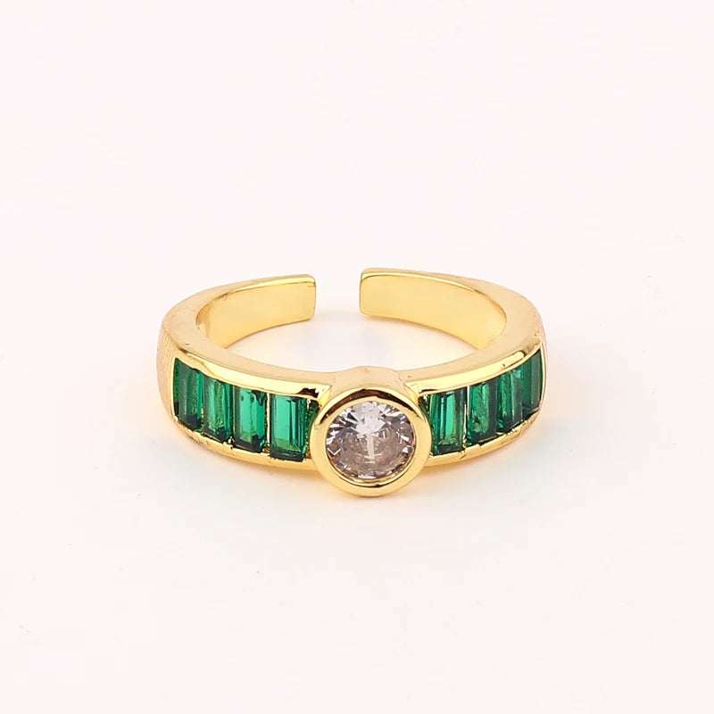 Fashion Green Cubic Zirconia 18K Gold Plated Emerald Crystal For Women Charm Bling Luxury CZ Zircon Jewelry New