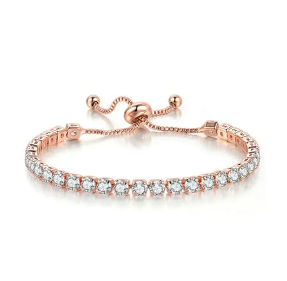 Adjustable Colorful Birthstone Tennis Bracelets for Women 4MM Crystal Bangle Girls Hand Chain Trend Jewelry Accessories H133