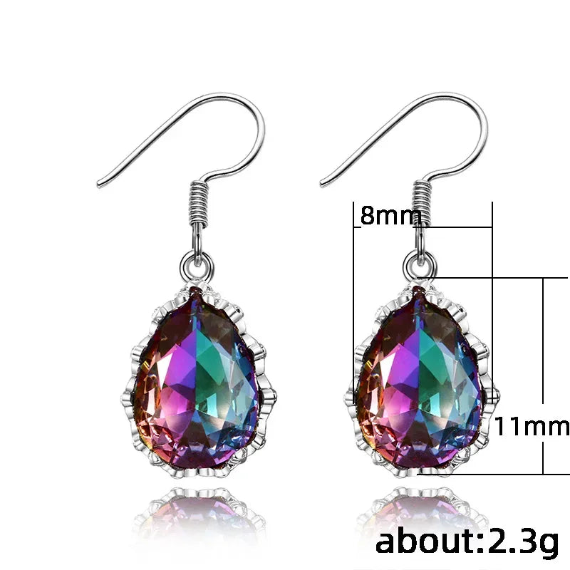 2025 New Colorful Crystal Zircon Bridal Earrings, European and American Personalized Fashion Trend, High End Jewelry