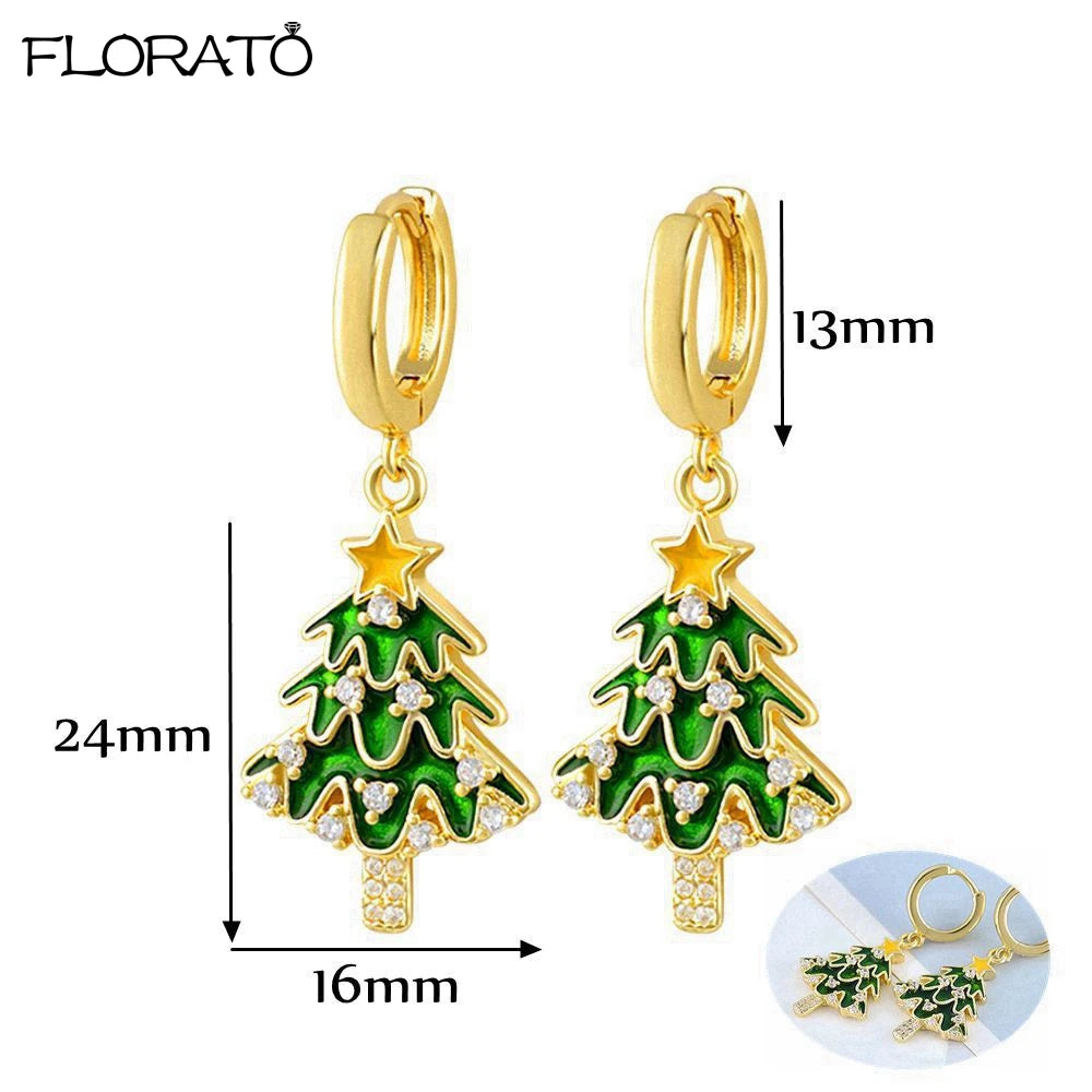 925 Sterling Silver Needle Luxury Green Zircon Pendant Earrings Trend Gold Color Small Hoop Earrings for Women Fashion Jewelry