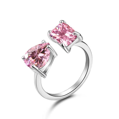 EUREKA 925 Sterling Silver Crushed Ice Cut Lab Pink Sapphire Gemstone Ring For Women Wedding Engagement Jewelry
