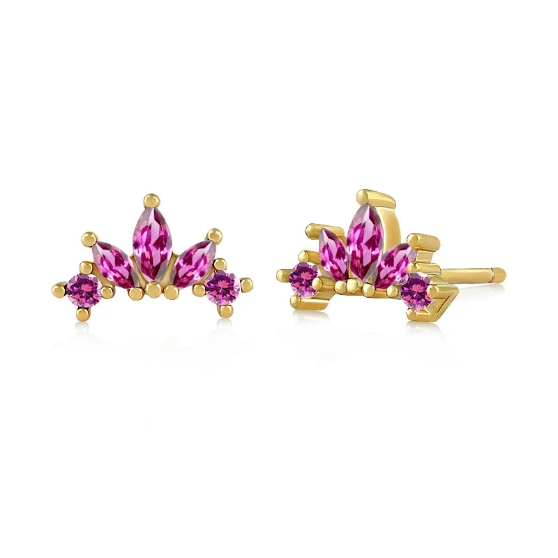 925 Sterling Silver Ear Needle Fashion Exquisite Hoop Earrings  Classic Rose Red Series Earrings for Women Patty Jewelry Gift