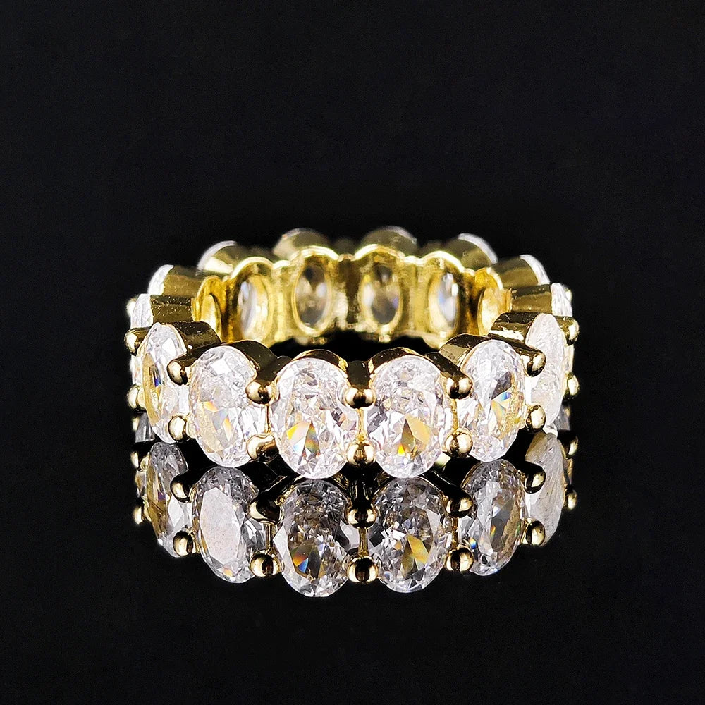 Luxury Designer Trendy Gold Color Eternity Band Gold Plated Ring for Women Free Items Gift Jewelry Wholesale Moonso Z84