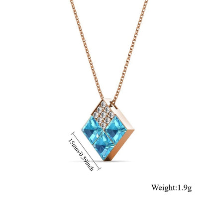 Daisini 925 Sterling Silver Minimalist Rhombus Pendant Clavicle Chain Necklace for Women with Swarovski Crystals Jewelry Gift
