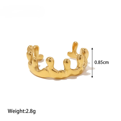Fashion Irregular Stainless Steel Waterproof Open Ring Personality Charms PVD Real Gold 18K Plated Trendy Jewelry Gifts for Wome