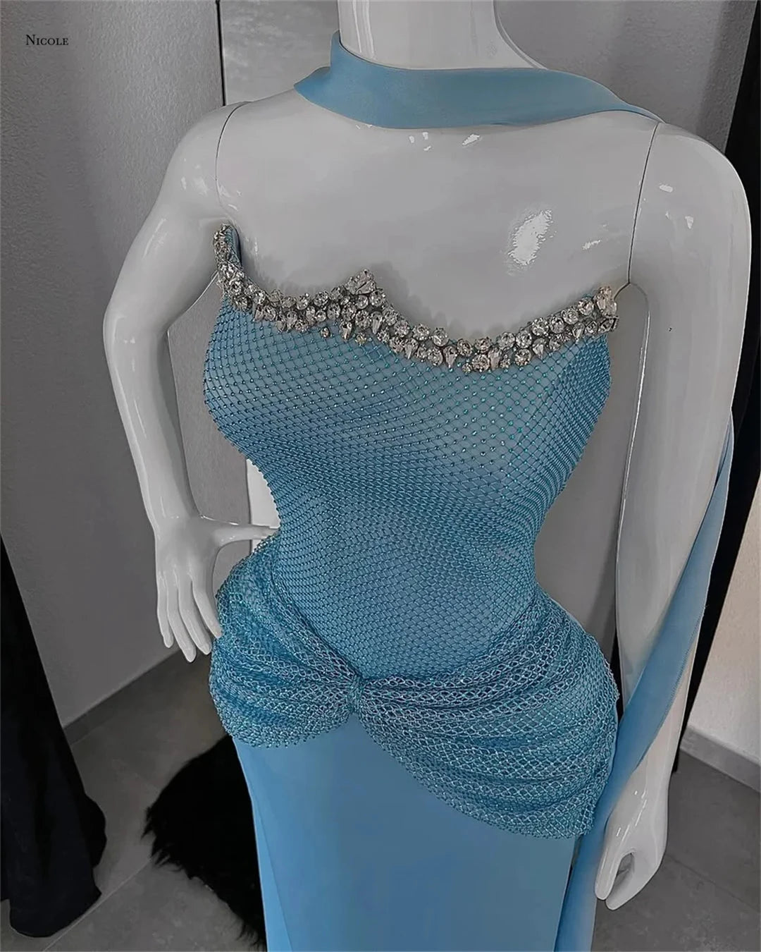 Nicole Custom Made Evening Dresses Woman Elegant Wedding Guest Dresses for Special Occasions Rhinestone Cocktail Evening Dress