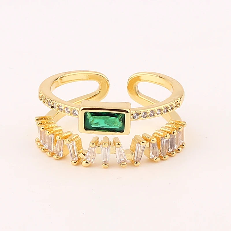 Fashion Green Cubic Zirconia 18K Gold Plated Emerald Crystal For Women Charm Bling Luxury CZ Zircon Jewelry New