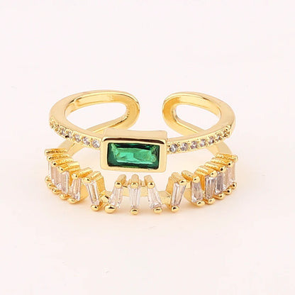 Fashion Green Cubic Zirconia 18K Gold Plated Emerald Crystal For Women Charm Bling Luxury CZ Zircon Jewelry New