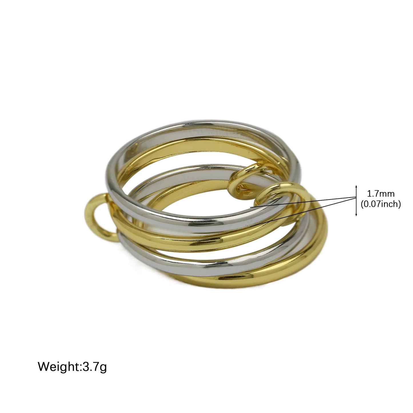 Stainless Steel Multilayer Double Color Link Chain Rings 18K Gold PlatedCZ Zircon Stackable Charm Jewelry Trendy Waterproof Gift