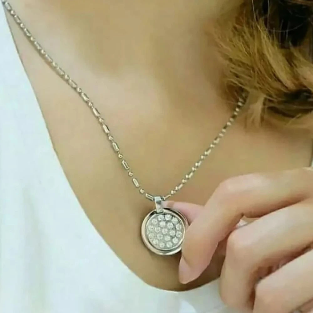 Fashion Necklace Natural Stone Pendants Stainless Steel Abalone Zircon Healing Balance Jewelry with Box Women Gift