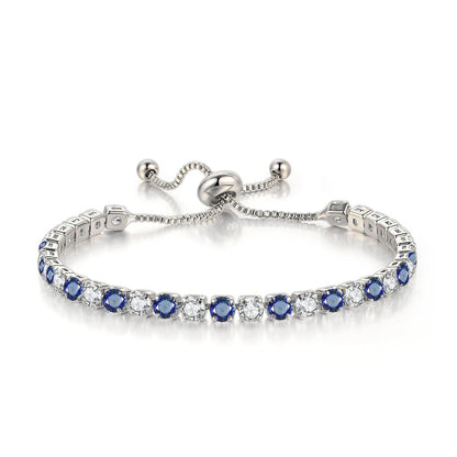Adjustable Colorful Birthstone Tennis Bracelets for Women 4MM Crystal Bangle Girls Hand Chain Trend Jewelry Accessories H133