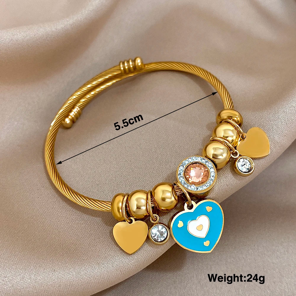 Greatera Gold Color Conch Shell Charm Stainless Steel Adjustable Bracelets Bangles for Women Ocean Animal Bracelet Beach Jewelry