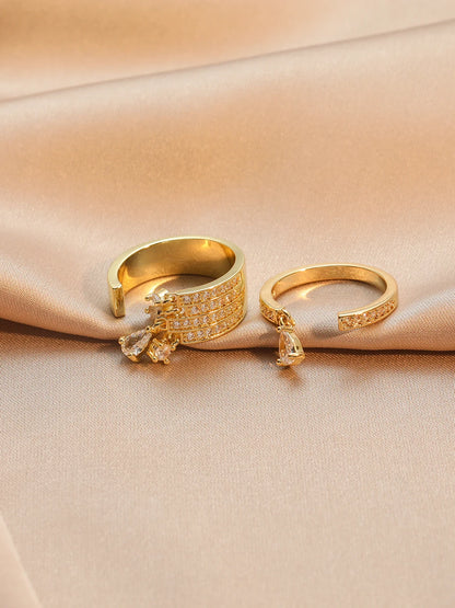 ZAKOL Brand Korea Multilayer Zircon Engagement Open Rings for Women Fashion Water Drop Party Jewelry
