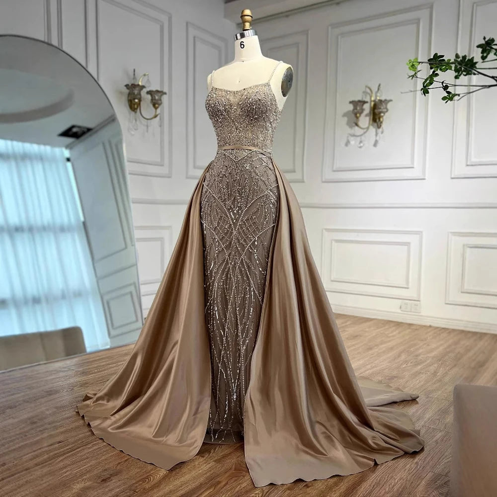 Sage Green Beaded Evening Dresses Gowns with Detachable Overskirt for Party LA72733A 2025 Customized Serene Hill