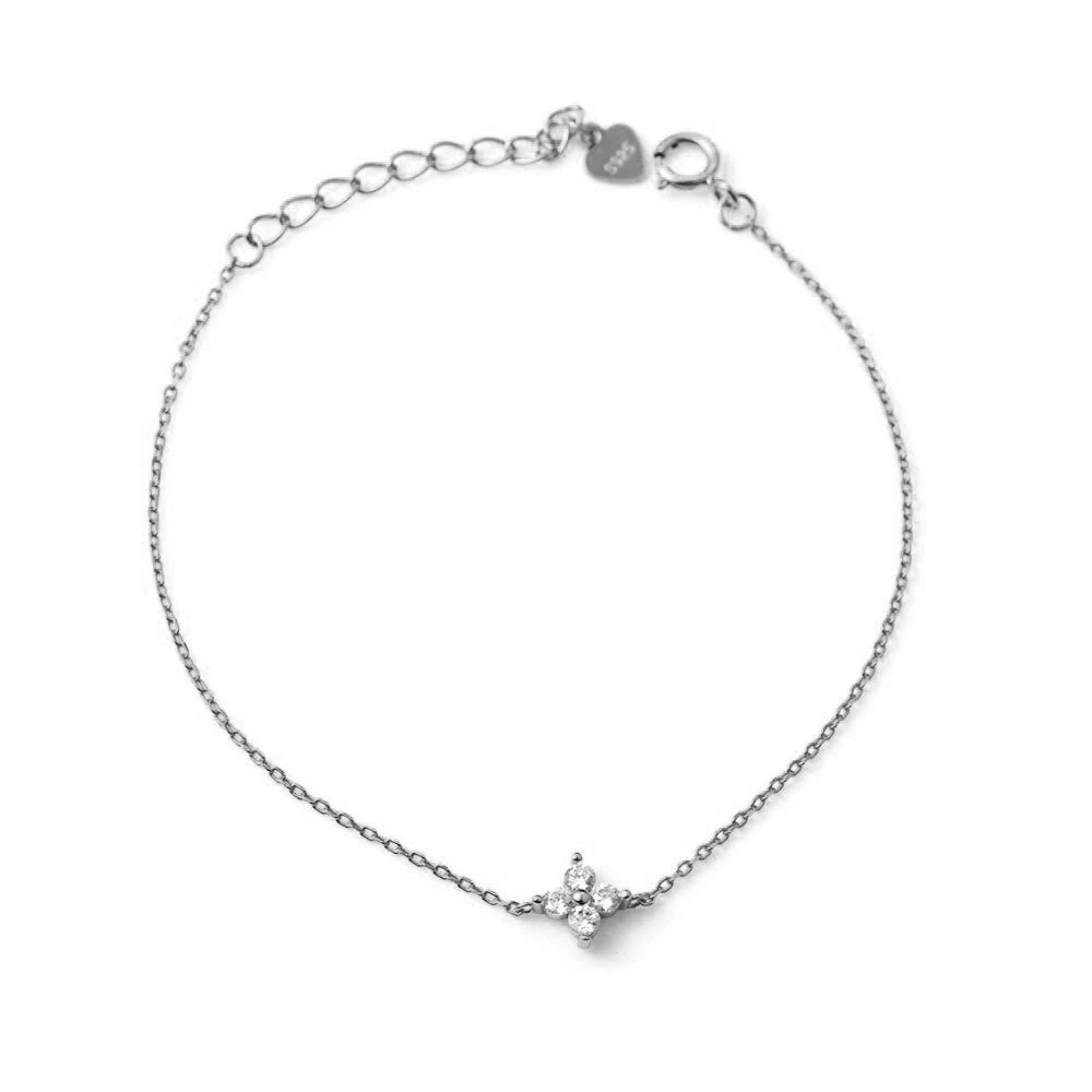 CCFJOYAS 100% 925 Sterling Silver Mini Flower Zircon Bracelet for Girl Minimalist 18k Gold Plated Lucky Bracelet Fine Jewelry