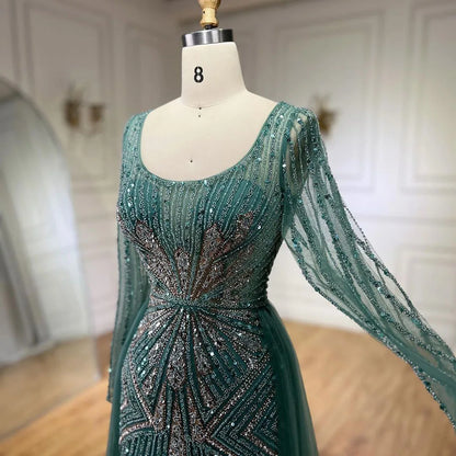 Serene Hill Pink  With Overskirt Split  Beaded Mermaid Evening Dresses Gowns  2025 LA72431 Customized