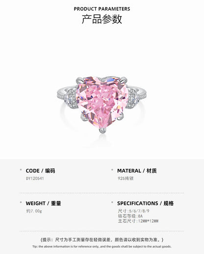 EUREKA 925 Sterling Silver Crushed Ice Cut Lab Pink Sapphire Gemstone Ring For Women Wedding Engagement Jewelry
