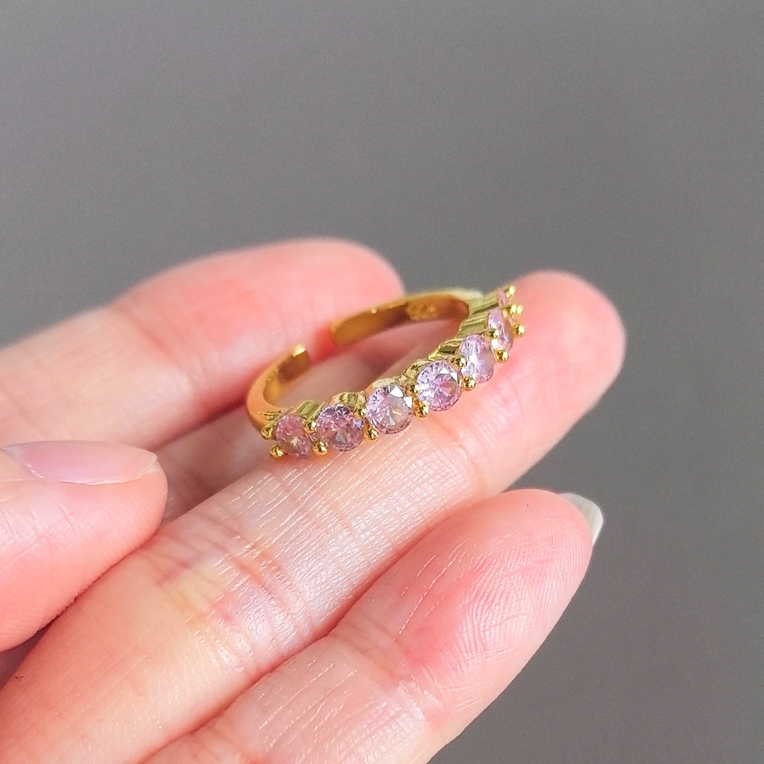 925 Sterling Silver Open Finger Ring Elegant Rose Pink Shining Dazzling Stackable For Women Jewelry Gift Dropship Wholesale