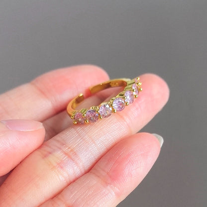 925 Sterling Silver Open Finger Ring Elegant Rose Pink Shining Dazzling Stackable For Women Jewelry Gift Dropship Wholesale